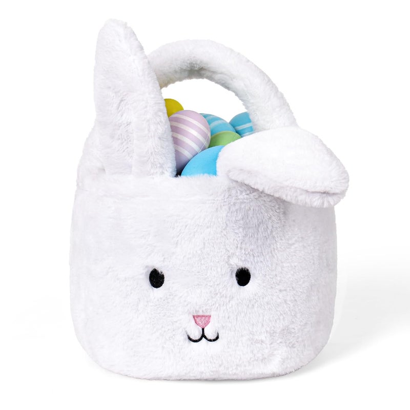 Wepop Easter Baskets for Kids,Plush Egg Hunting Easter Buckets with Handle Folded Ears, Gifts Boys Girls - Image 1